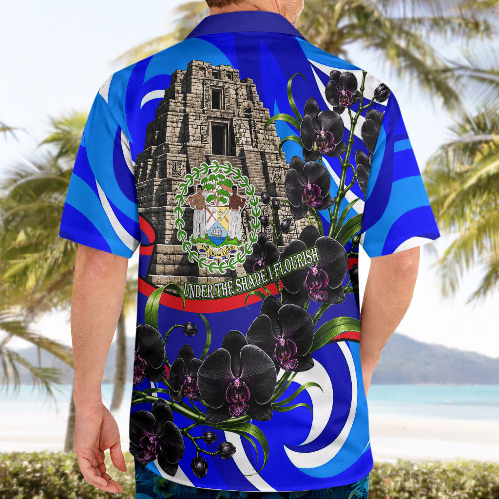 Belize Independence Day 1981 Hawaiian Shirt Toucan Mayan Pyramid Black Orchid Patriotic