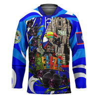 Belize Independence Day 1981 Hockey Jersey Toucan Mayan Pyramid Black Orchid Patriotic