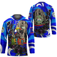 Belize Independence Day 1981 Hockey Jersey Toucan Mayan Pyramid Black Orchid Patriotic