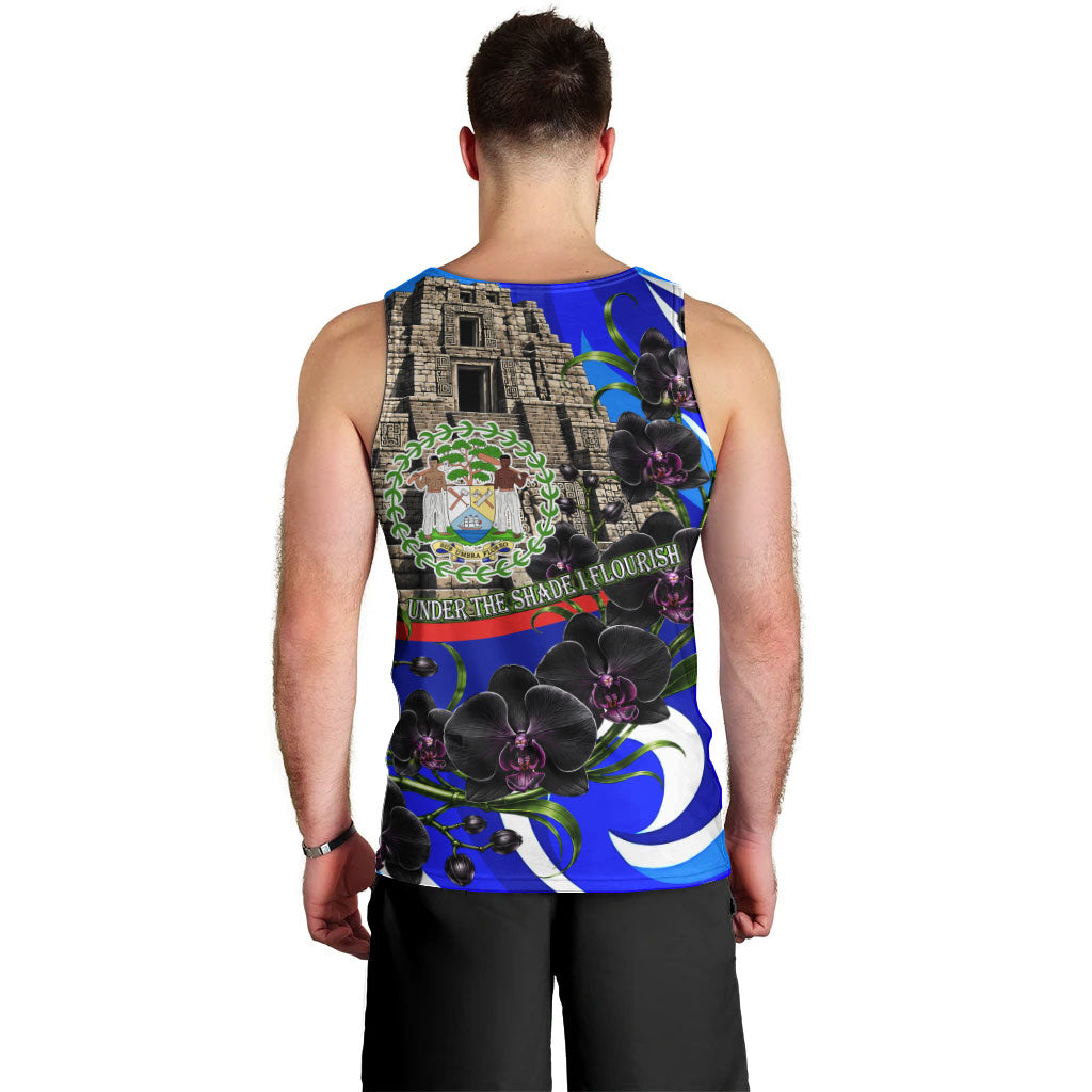 Belize Independence Day 1981 Men Tank Top Toucan Mayan Pyramid Black Orchid Patriotic