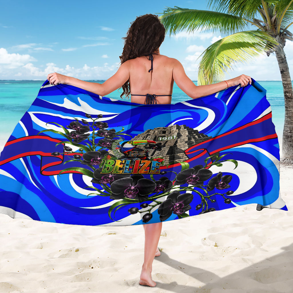 Belize Independence Day 1981 Sarong Toucan Mayan Pyramid Black Orchid Patriotic