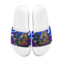 Belize Independence Day 1981 Slide Sandals Toucan Mayan Pyramid Black Orchid Patriotic