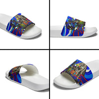Belize Independence Day 1981 Slide Sandals Toucan Mayan Pyramid Black Orchid Patriotic