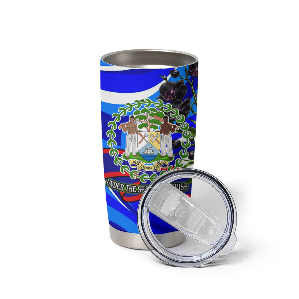 Belize Independence Day 1981 Tumbler Cup Toucan Mayan Pyramid Black Orchid Patriotic