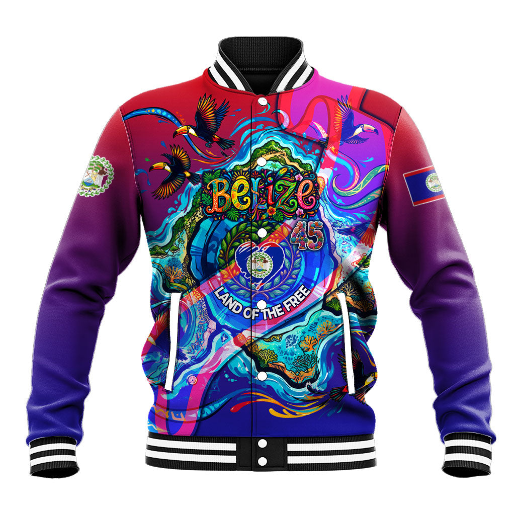 Belize Independence Day September 21 Baseball Jacket Vibrant Tropical Sea Turtle Patriotic