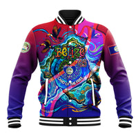 Belize Independence Day September 21 Baseball Jacket Vibrant Tropical Sea Turtle Patriotic
