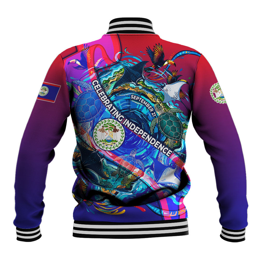 Belize Independence Day September 21 Baseball Jacket Vibrant Tropical Sea Turtle Patriotic