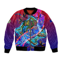 Belize Independence Day September 21 Bomber Jacket Vibrant Tropical Sea Turtle Patriotic