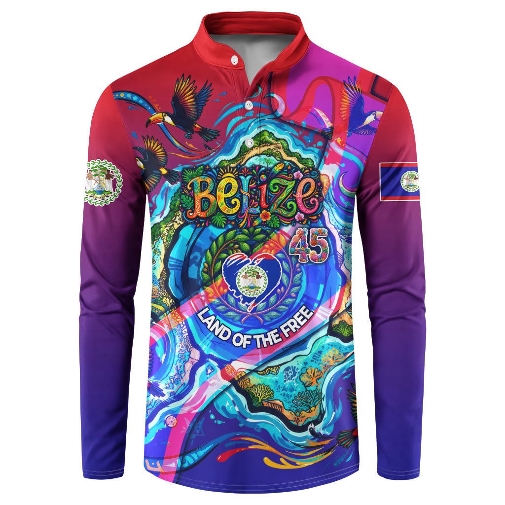 Belize Independence Day September 21 Button Sweatshirt Vibrant Tropical Sea Turtle Patriotic
