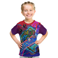 Belize Independence Day September 21 Kid T Shirt Vibrant Tropical Sea Turtle Patriotic