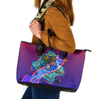 Belize Independence Day September 21 Leather Tote Bag Vibrant Tropical Sea Turtle Patriotic