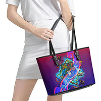Belize Independence Day September 21 Leather Tote Bag Vibrant Tropical Sea Turtle Patriotic