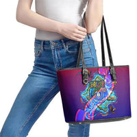 Belize Independence Day September 21 Leather Tote Bag Vibrant Tropical Sea Turtle Patriotic