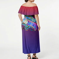 Belize Independence Day September 21 Off Shoulder Maxi Dress Vibrant Tropical Sea Turtle Patriotic