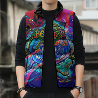 Belize Independence Day September 21 Sleeveless Puffer Jacket Vibrant Tropical Sea Turtle Patriotic