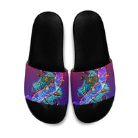 Belize Independence Day September 21 Slide Sandals Vibrant Tropical Sea Turtle Patriotic