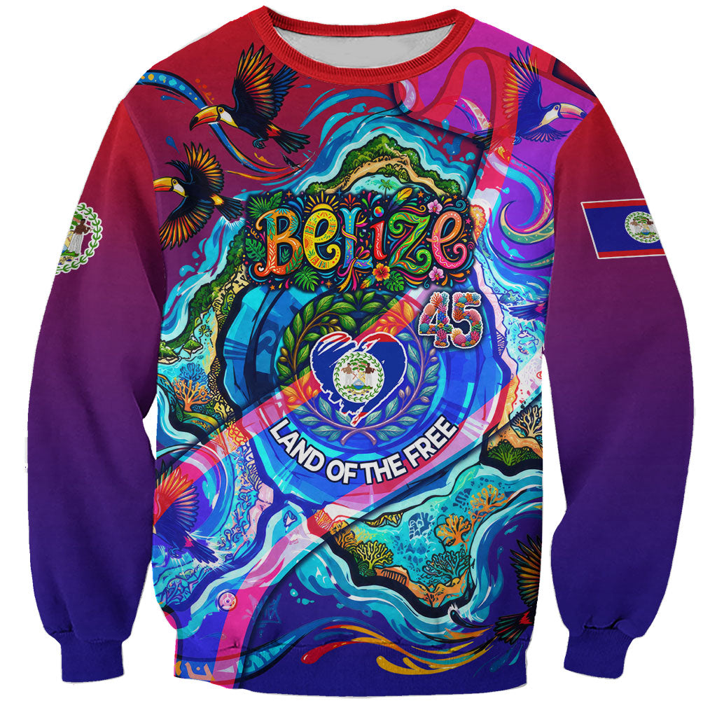 Belize Independence Day September 21 Sweatshirt Vibrant Tropical Sea Turtle Patriotic
