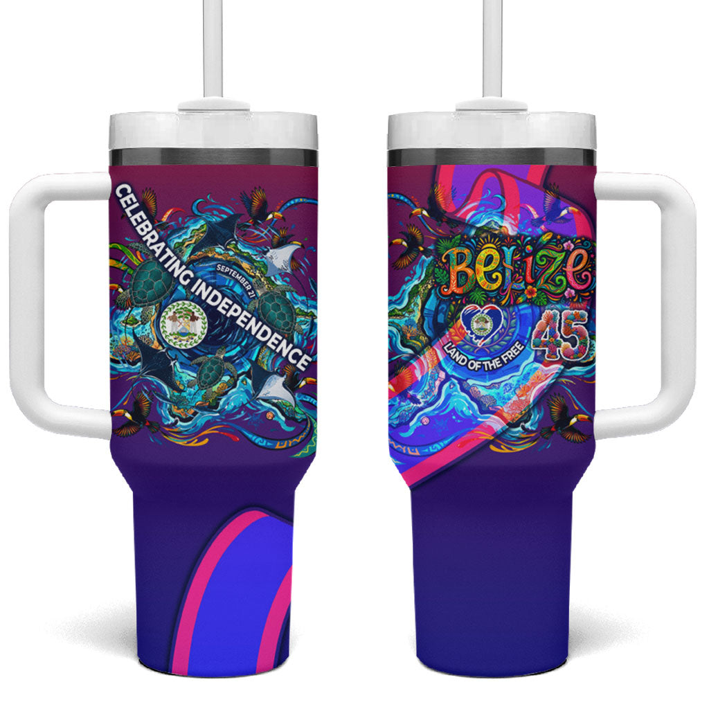 Belize Independence Day September 21 Tumbler With Handle Vibrant Tropical Sea Turtle Patriotic