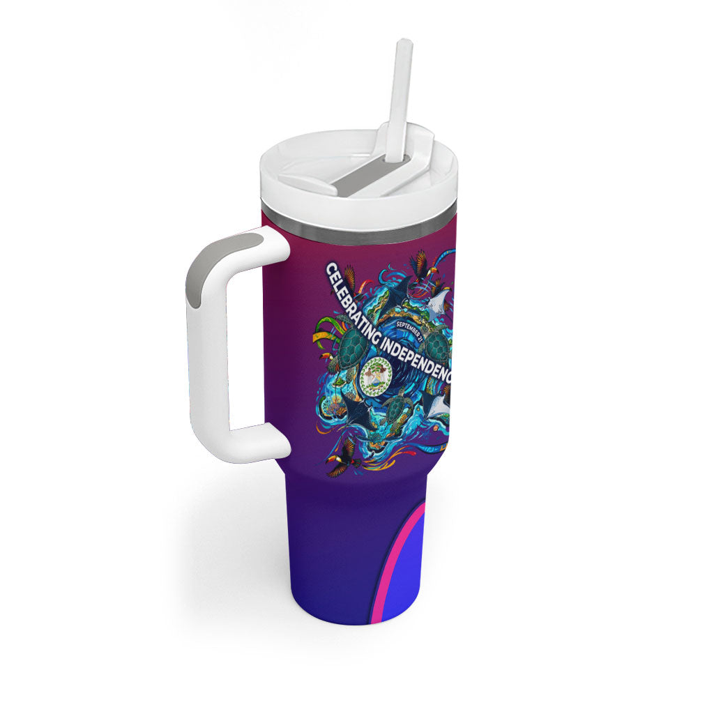 Belize Independence Day September 21 Tumbler With Handle Vibrant Tropical Sea Turtle Patriotic