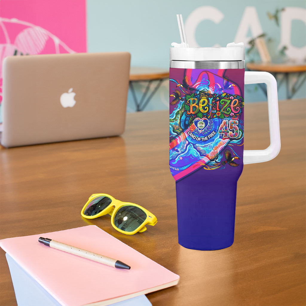 Belize Independence Day September 21 Tumbler With Handle Vibrant Tropical Sea Turtle Patriotic