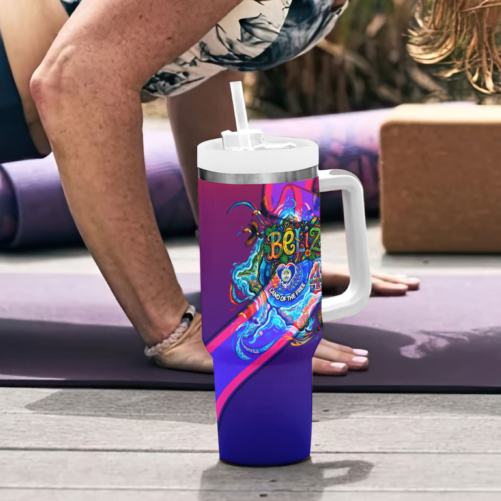 Belize Independence Day September 21 Tumbler With Handle Vibrant Tropical Sea Turtle Patriotic