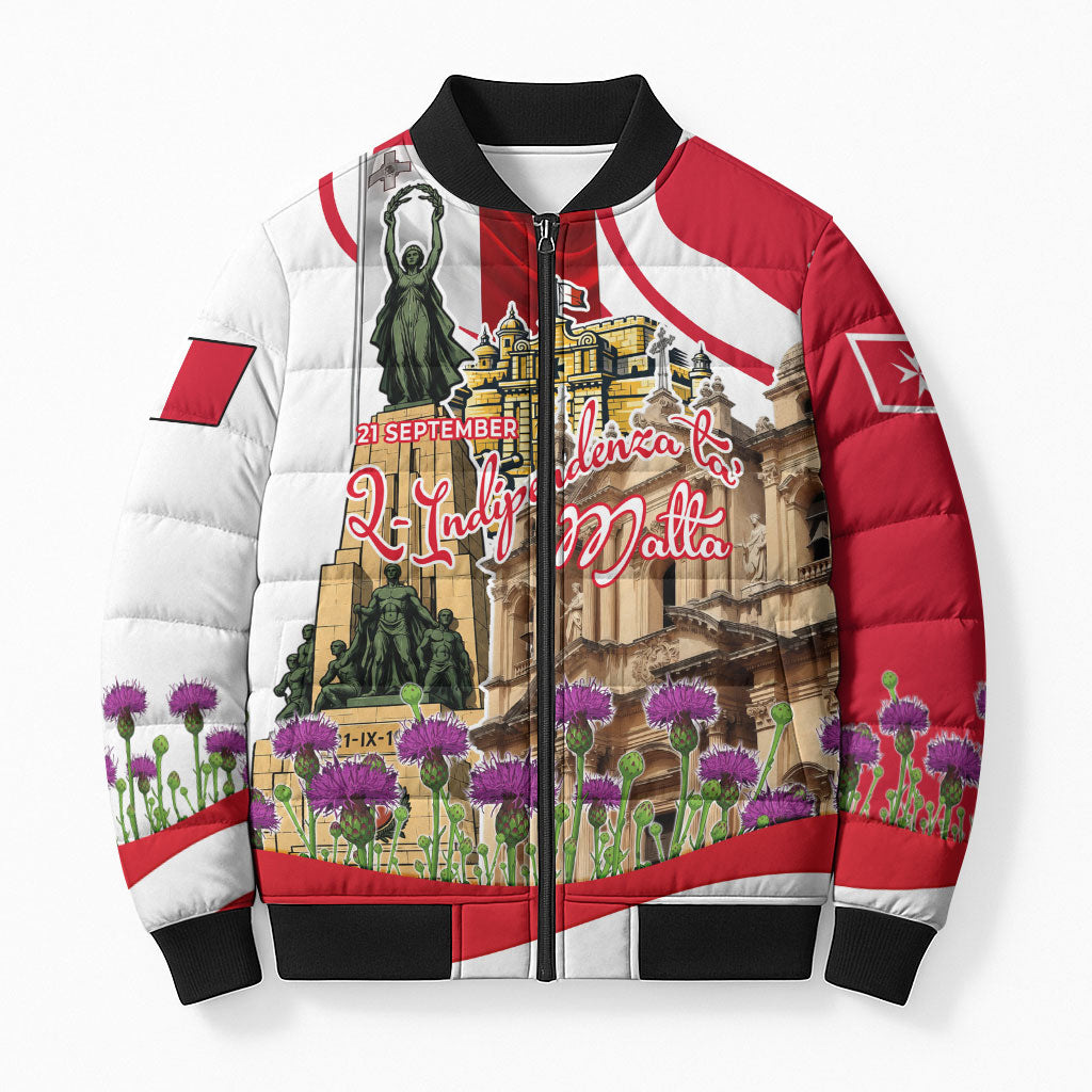 Malta Independence Day Bomber Puffer Jacket Maltese Flag Cross Knight Born By The Sea