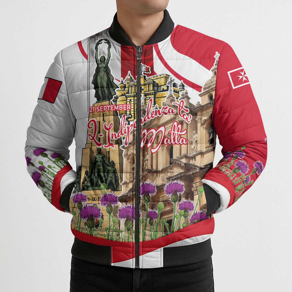 Malta Independence Day Bomber Puffer Jacket Maltese Flag Cross Knight Born By The Sea
