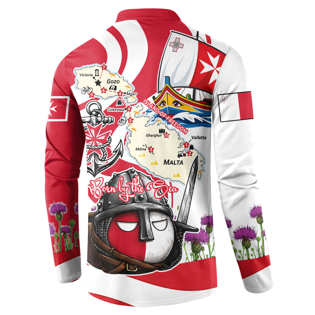 Malta Independence Day Button Sweatshirt Maltese Flag Cross Knight Born By The Sea