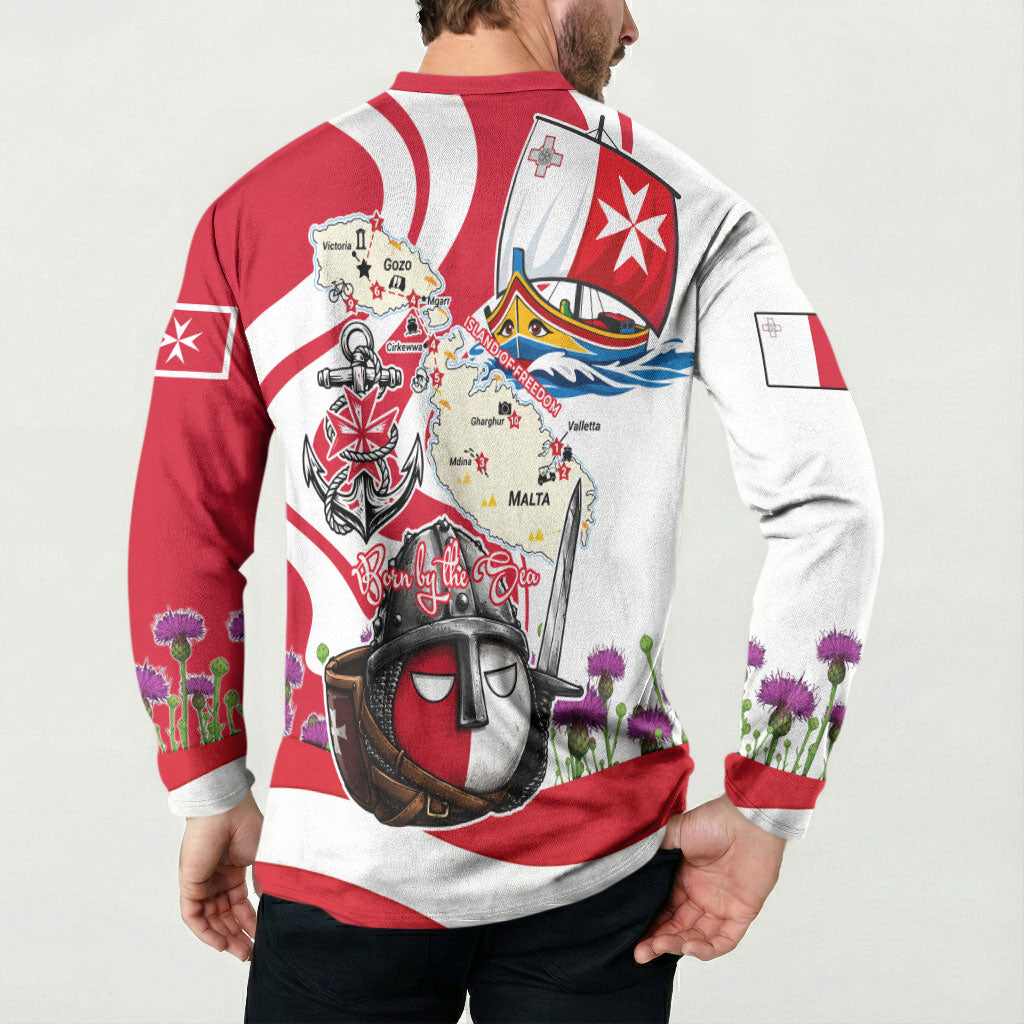 Malta Independence Day Button Sweatshirt Maltese Flag Cross Knight Born By The Sea