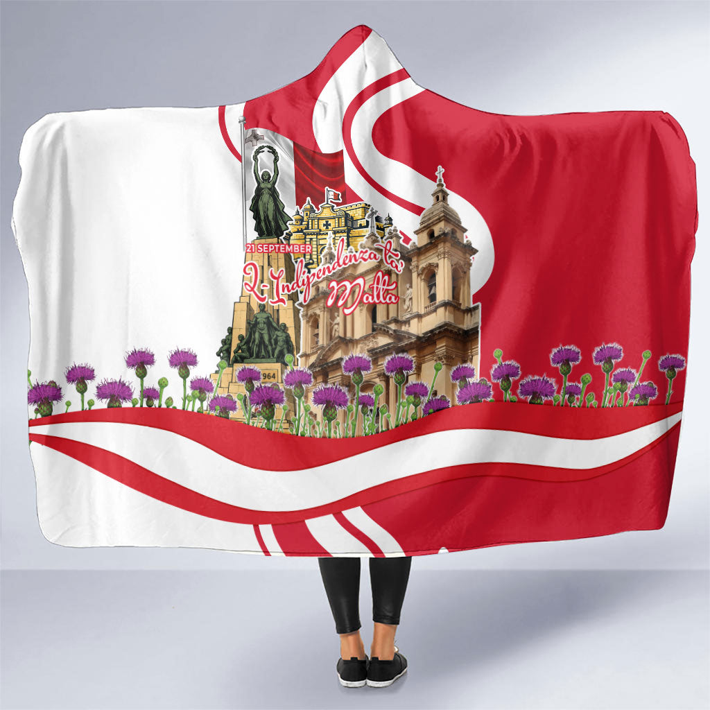 Malta Independence Day Hooded Blanket Maltese Flag Cross Knight Born By The Sea
