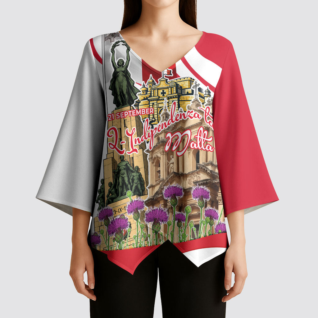 Malta Independence Day Kimono Sleeve Blouse Maltese Flag Cross Knight Born By The Sea