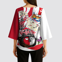Malta Independence Day Kimono Sleeve Blouse Maltese Flag Cross Knight Born By The Sea