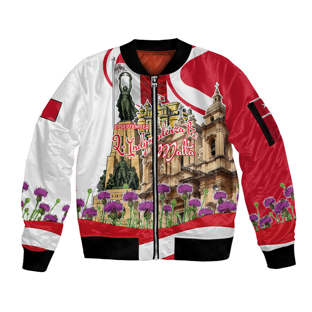 Malta Independence Day Sleeve Zip Bomber Jacket Maltese Flag Cross Knight Born By The Sea
