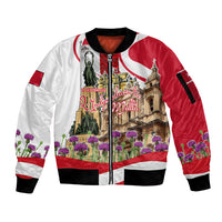Malta Independence Day Sleeve Zip Bomber Jacket Maltese Flag Cross Knight Born By The Sea