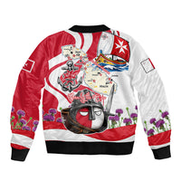 Malta Independence Day Sleeve Zip Bomber Jacket Maltese Flag Cross Knight Born By The Sea