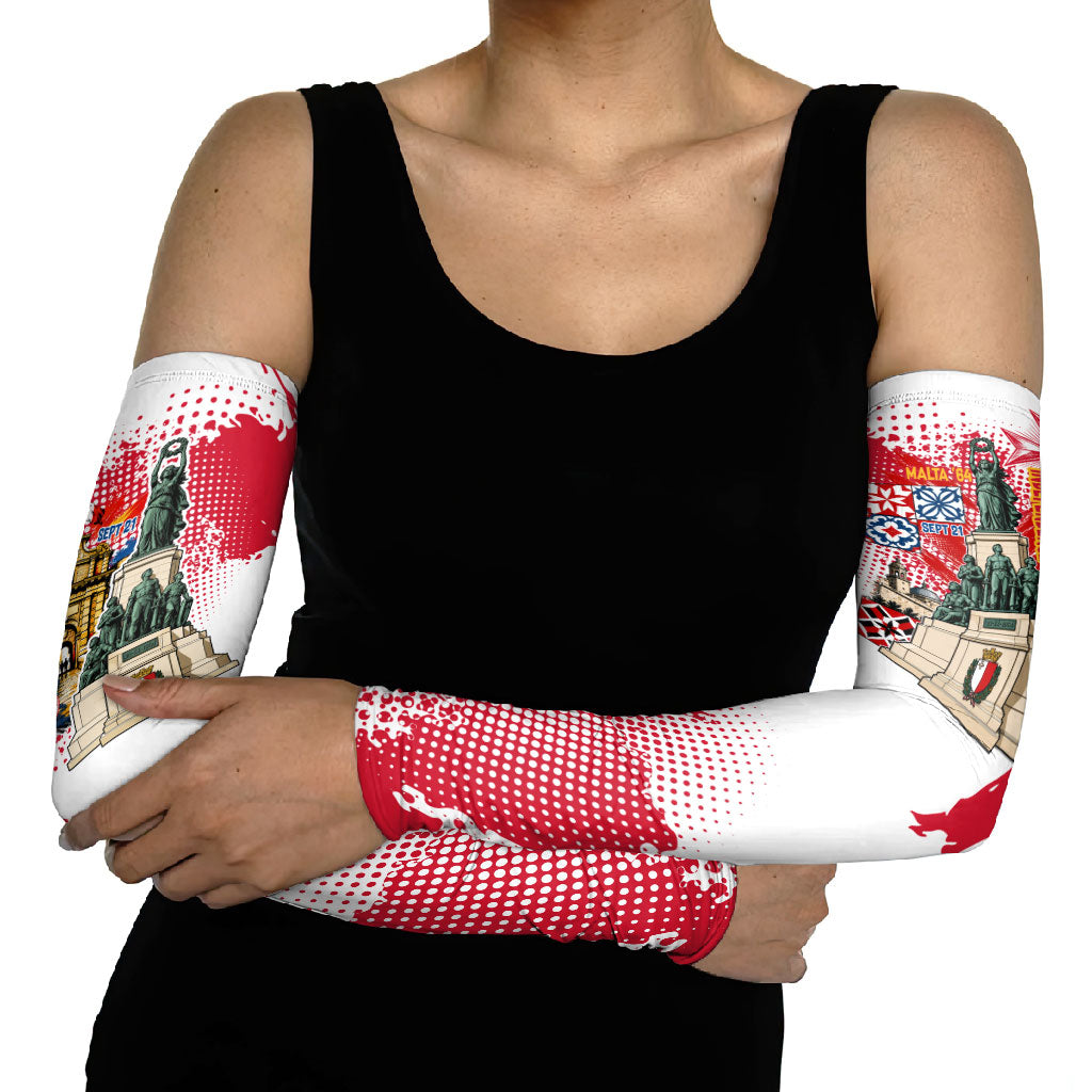 Malta Independence Day Arm Sleeves Maltese Flag Monument Coat Of Arms Halftone