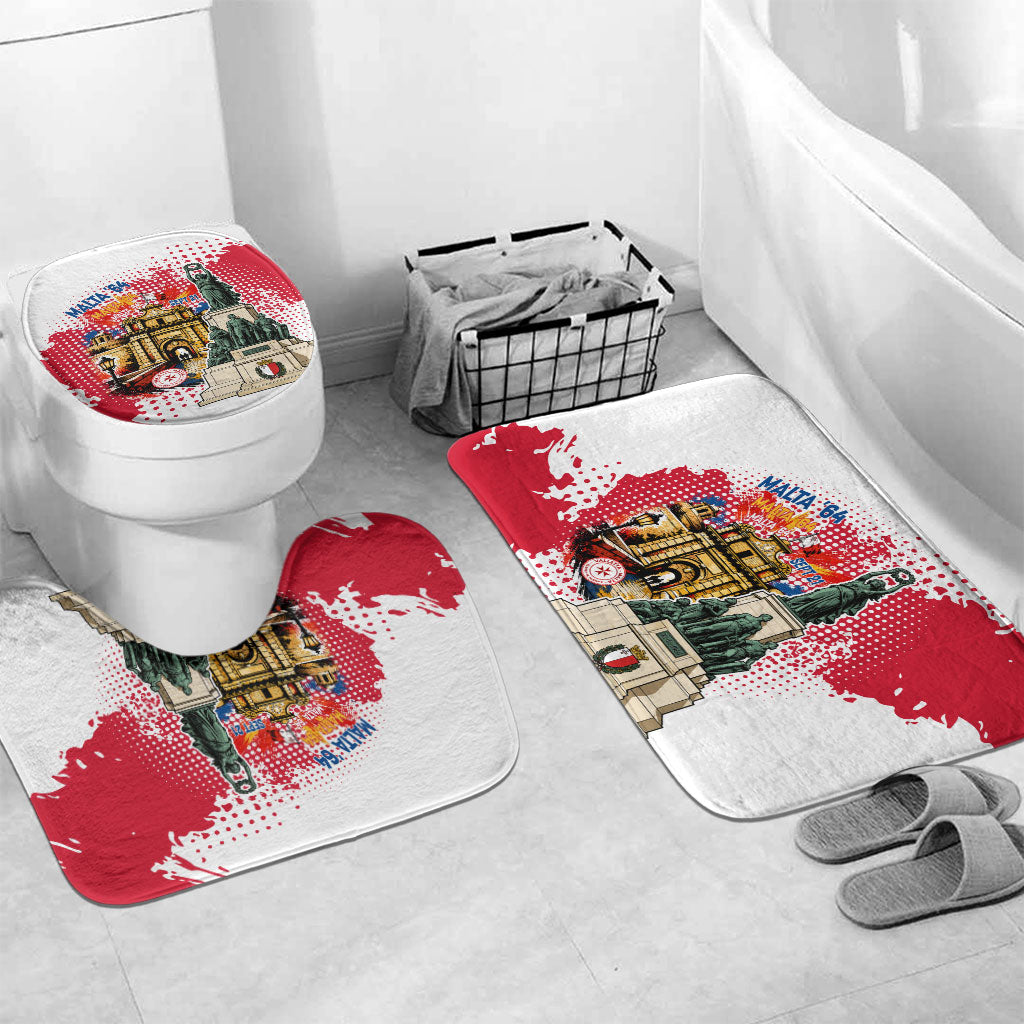 Malta Independence Day Bathroom Set Maltese Flag Monument Coat Of Arms Halftone