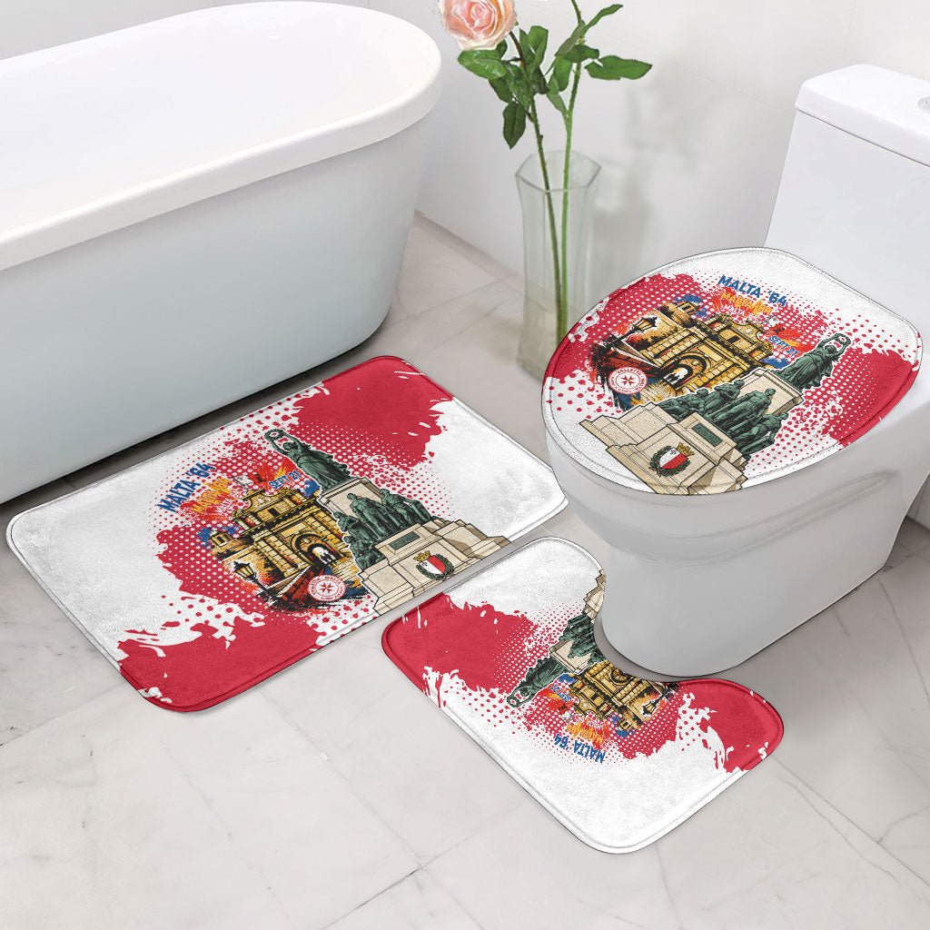 Malta Independence Day Bathroom Set Maltese Flag Monument Coat Of Arms Halftone
