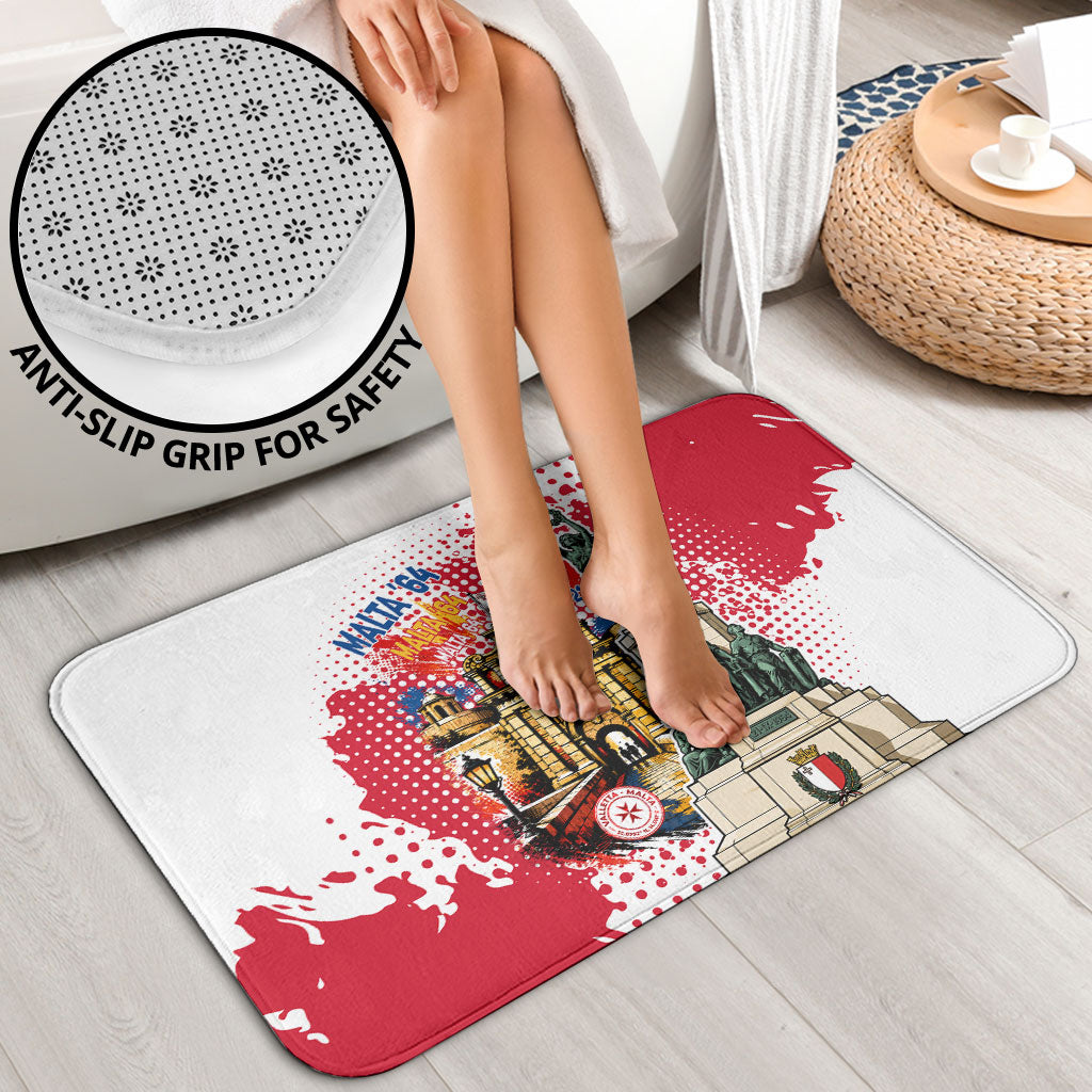 Malta Independence Day Bathroom Set Maltese Flag Monument Coat Of Arms Halftone