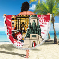 Malta Independence Day Beach Blanket Maltese Flag Monument Coat Of Arms Halftone