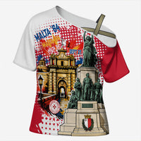 Malta Independence Day Cross Shoulder Shirt Maltese Flag Monument Coat Of Arms Halftone