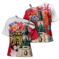 Malta Independence Day Cross Shoulder Shirt Maltese Flag Monument Coat Of Arms Halftone