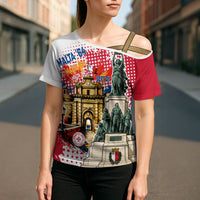 Malta Independence Day Cross Shoulder Shirt Maltese Flag Monument Coat Of Arms Halftone