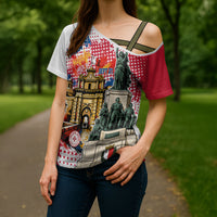 Malta Independence Day Cross Shoulder Shirt Maltese Flag Monument Coat Of Arms Halftone