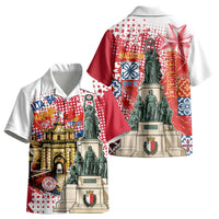 Malta Independence Day Kid Hawaiian Shirt Maltese Flag Monument Coat Of Arms Halftone