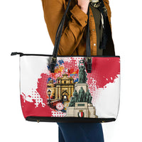 Malta Independence Day Leather Tote Bag Maltese Flag Monument Coat Of Arms Halftone