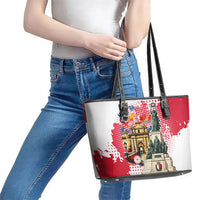 Malta Independence Day Leather Tote Bag Maltese Flag Monument Coat Of Arms Halftone