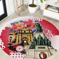 Malta Independence Day Round Carpet Maltese Flag Monument Coat Of Arms Halftone