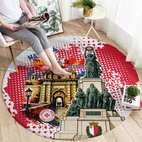 Malta Independence Day Round Carpet Maltese Flag Monument Coat Of Arms Halftone