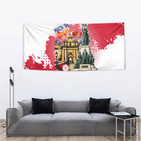 Malta Independence Day Tapestry Maltese Flag Monument Coat Of Arms Halftone